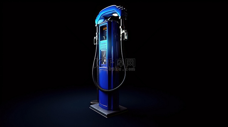 黑色背景下蓝色气泵的 3d 渲染