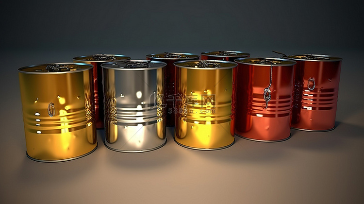 金属油桶的渲染 3D 图像