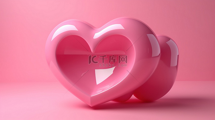 可爱的 3D 心形粉红色爱情符号