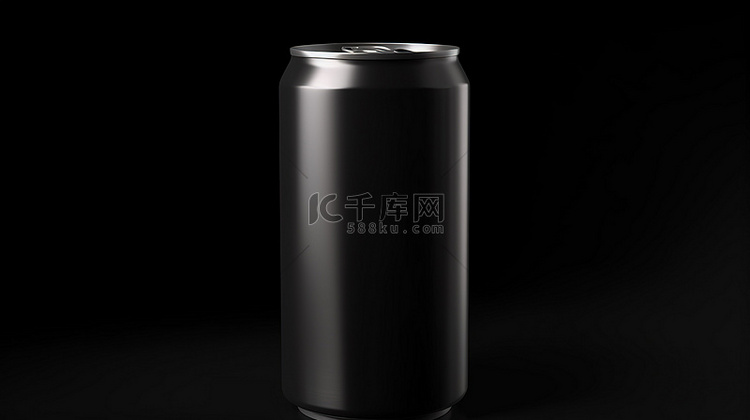铝制饮料罐上时尚的黑色标签模型