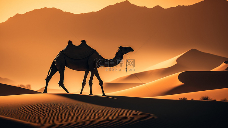 沙丘骆驼卡通背景