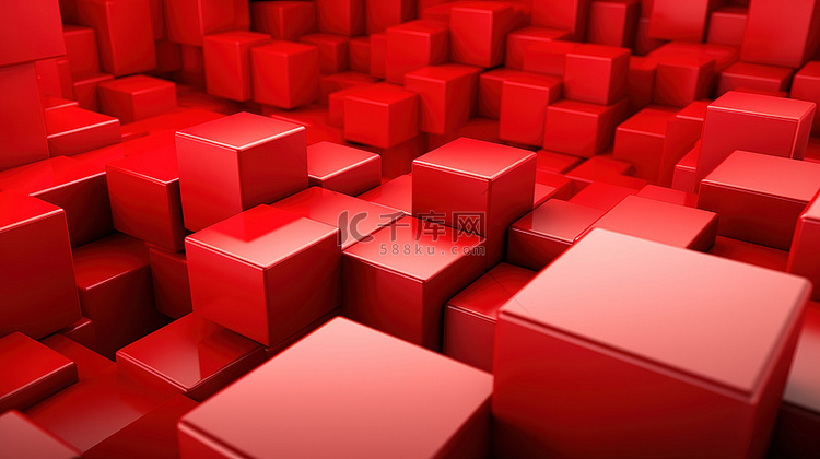 3D 红色立方体的现代简单排列