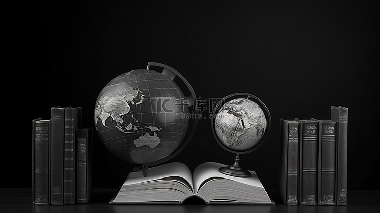全球教育 3d 渲染黑板与世界