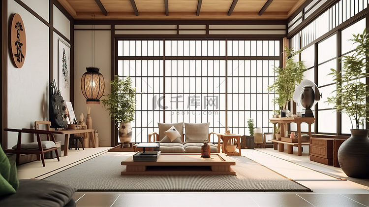 当代日本家居室内装饰现代客厅的