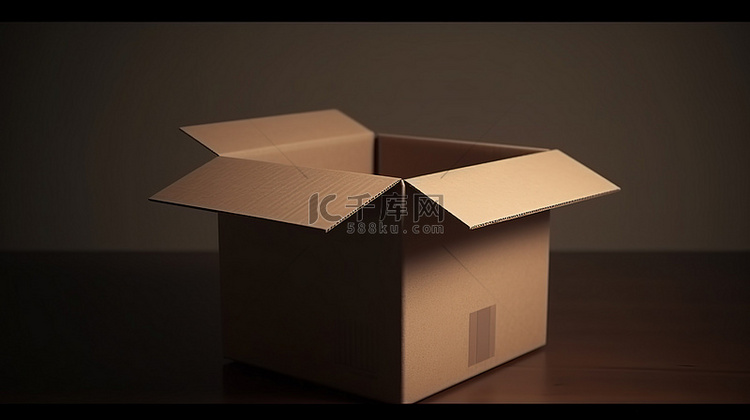 3d 渲染中展开的纸板箱