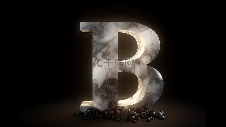 大理石照明 3d 字母 b 渲染