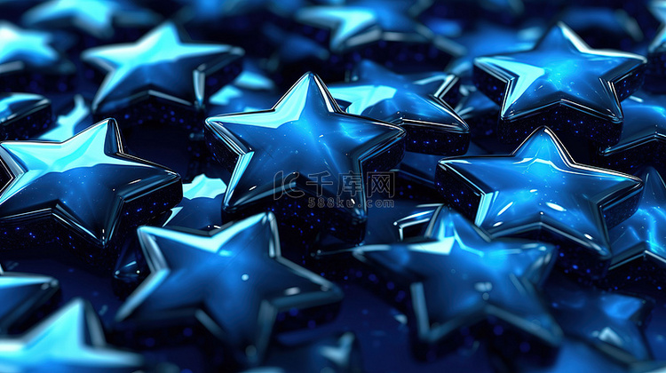 蓝色抽象宇宙 3d 渲染上闪烁