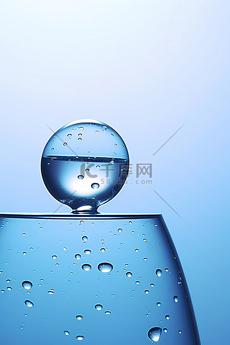 水滴 水滴 蓝天上的蓝色玻璃
