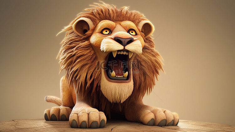 有趣的狮子在 3d 渲染