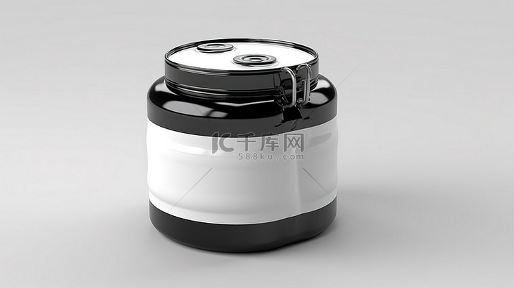 3d 渲染空白塑料油罐与单色标签