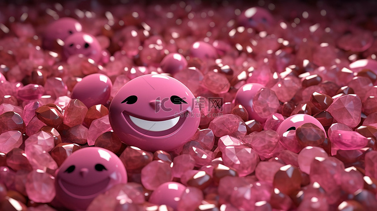 由无数珍贵的粉红色宝石组成的笑