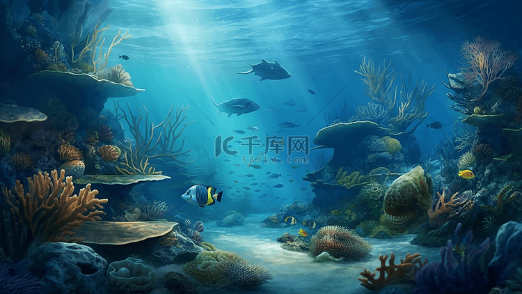 海底生物插画背景