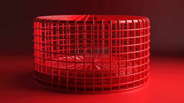产品展示架以醒目的红色网格图案