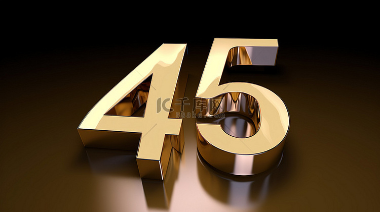 45 in 3d 带有字母的 3d 渲染数字