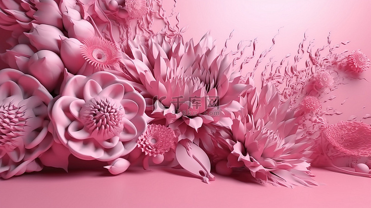 令人惊叹的粉红色抽象 3d 渲