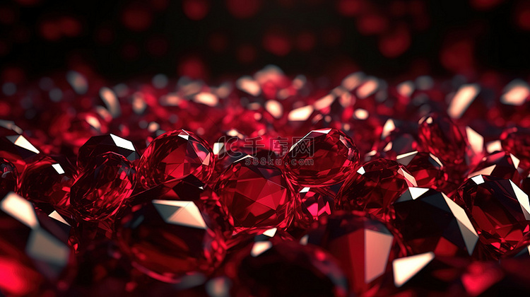 3d 渲染中抽象红宝石水晶的背景