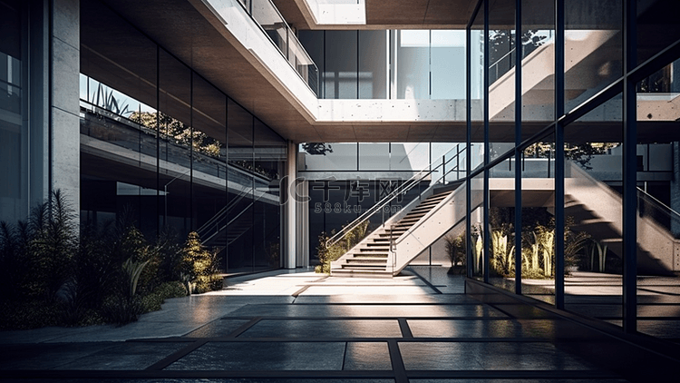 建筑走廊空间背景