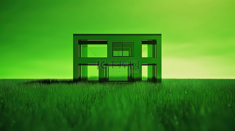 3D 渲染中的房屋轮廓从郁郁葱