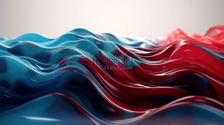 3D 渲染中的红色蓝色和白色波