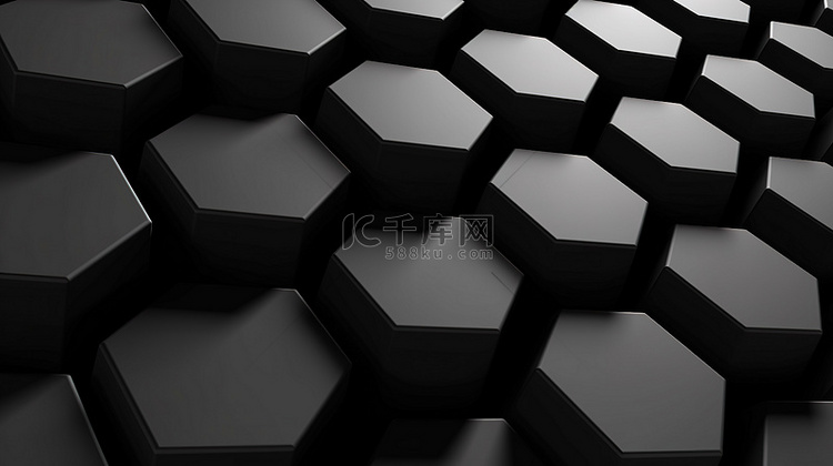墙上黑色六边形块的简约干净和企