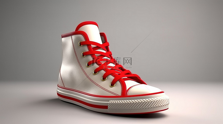 充满活力的红色运动鞋，采用白色