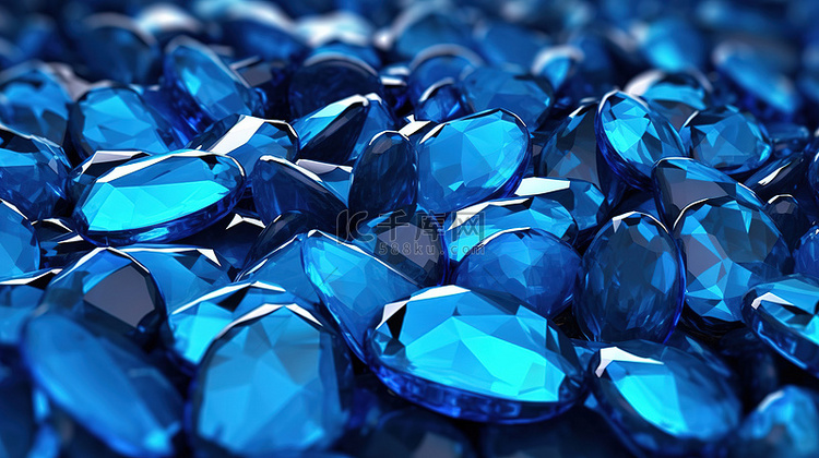 蓝色玻璃背景上的 3d 石头覆盖