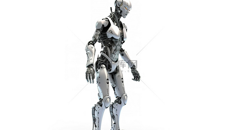 3D 渲染中女性机器人或机器人