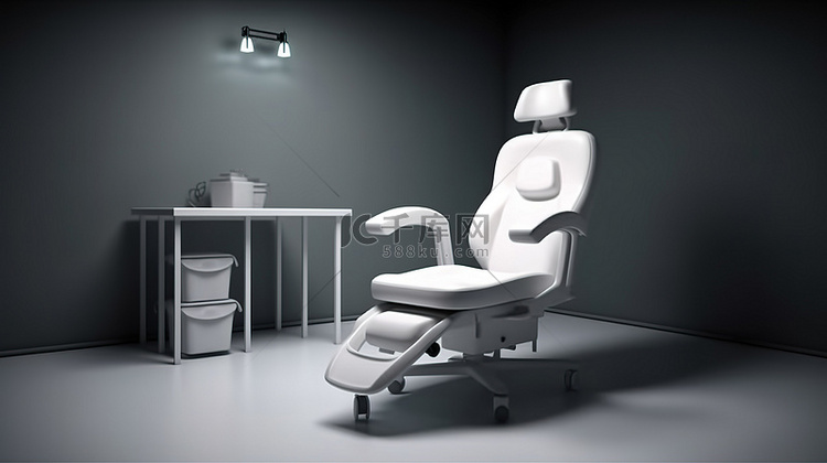 医疗椅的 3D 渲染插图