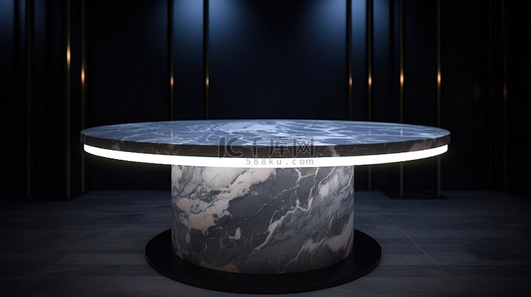 夜生活展示空大理石桌子的 3D