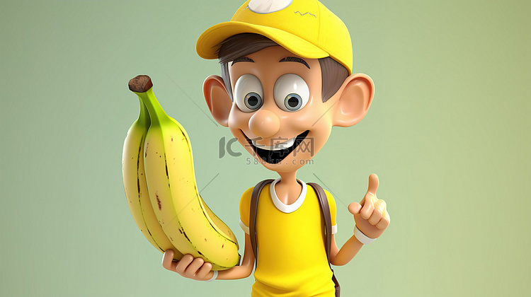 青少年卡通人物玩 3d 香蕉
