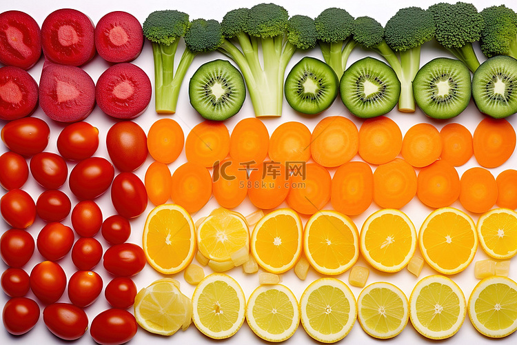 水果和蔬菜的彩虹