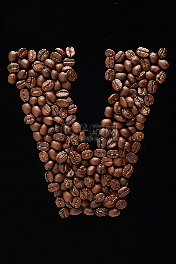 显示一组 W 形咖啡豆的图像