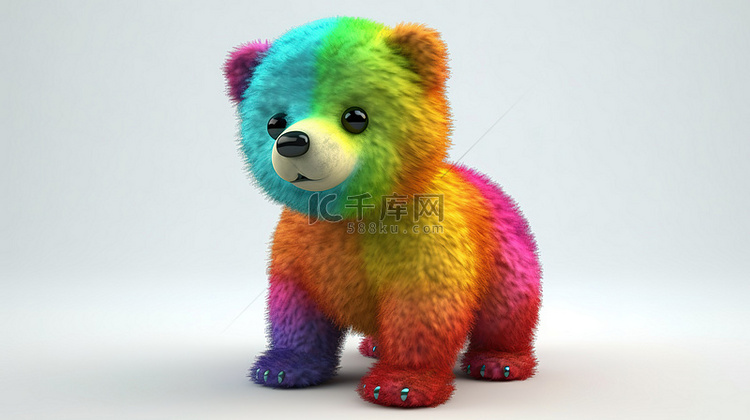 充满活力的 3D 渲染可爱的熊