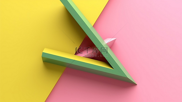 粉色绿色和黄色倾斜几何形状的最