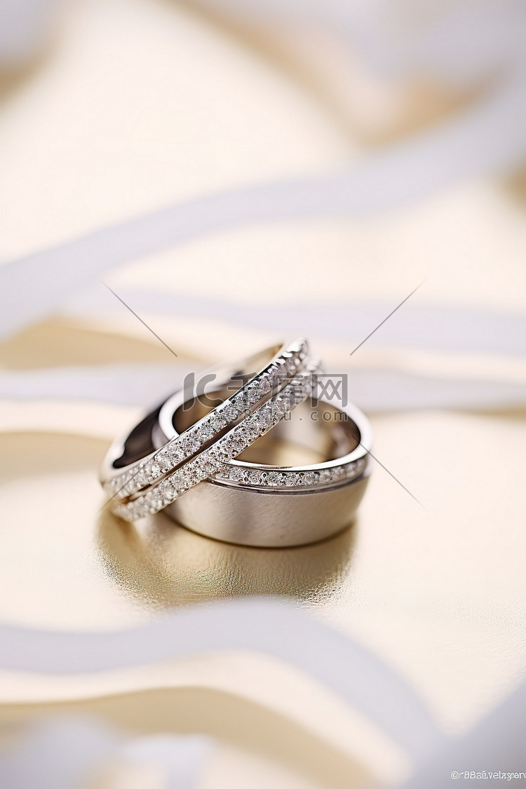 钻石和金结婚戒指与结婚卡