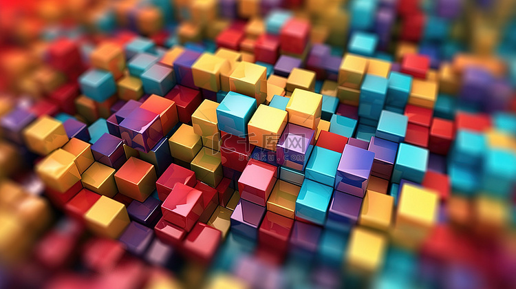 抽象形成的多色立方体的 3D 