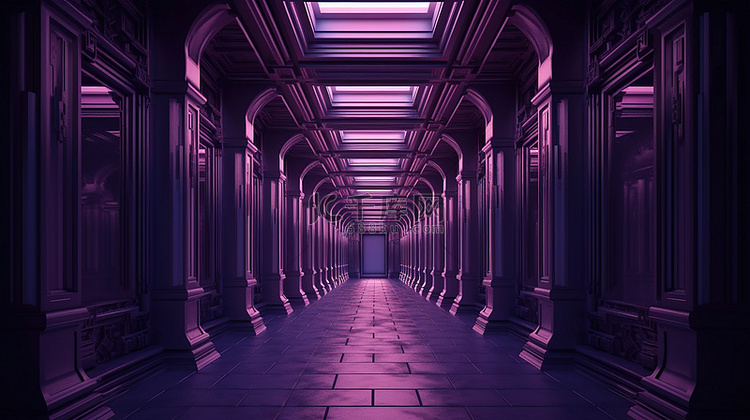 4k 超高清紫色走廊令人惊叹的