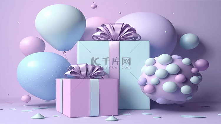 生日礼物蓝紫色调装饰背景
