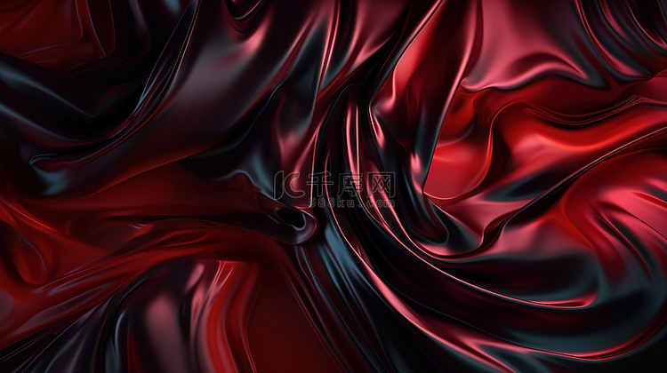 以深色和红色丝绸为特色的抽象艺