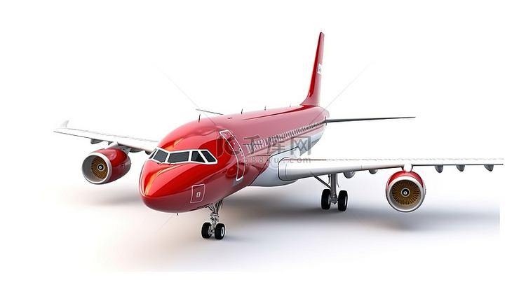 宽敞的红​​色飞机，可供大量乘