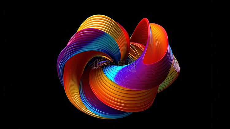 精致的 3D 渲染抽象形状多色