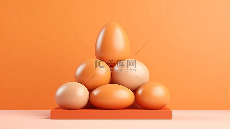 复活节主题产品展示台站彩色鸡蛋
