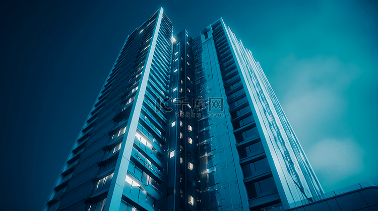 蓝色建筑高楼大厦