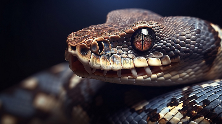 令人难以置信的蟒蛇特写 3D 渲染
