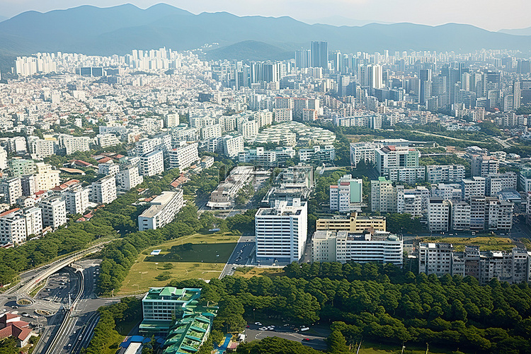首尔城南市辖区的卫星图像