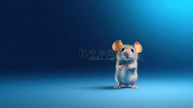 可爱的老鼠在 3D 渲染的渐变