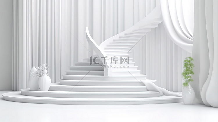 美丽楼梯的 3D 渲染，用于展