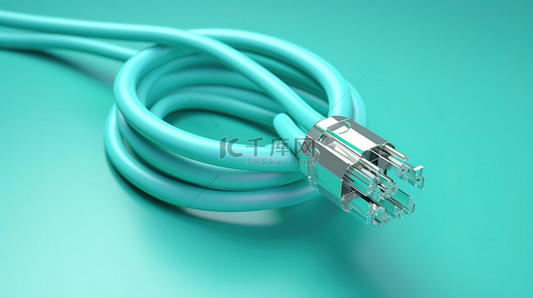 青色背景上互联网 LAN 电缆