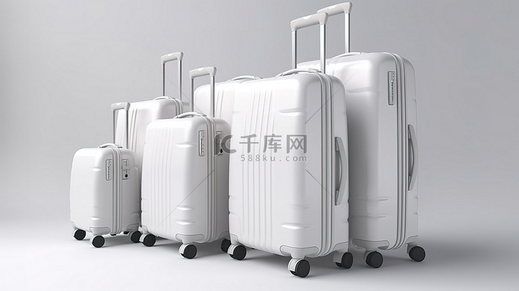 三维世界中的白色行李箱
