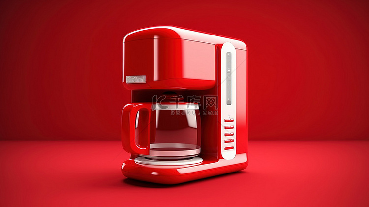 具有微波炉功能的咖啡机的红色背